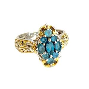 Michael Valitutti Aquamarine Ring Sterling Silver Gems En Vogue Cluster Size 8